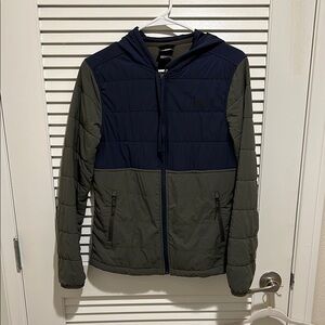 North face Navy and Olive Hooded Puffer Jacket